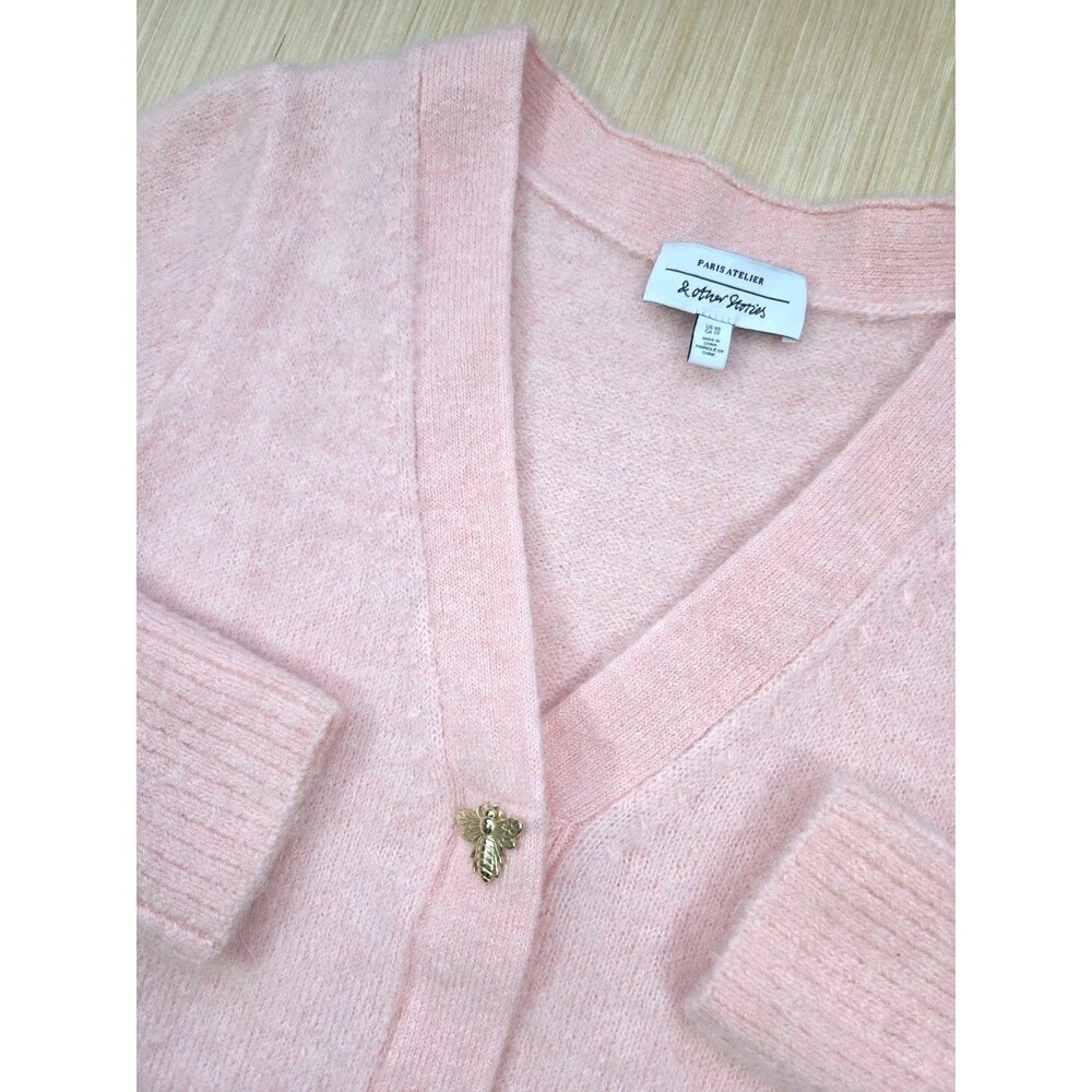 Paris Atelier & Other Stories Alpaca Blend Cardigan Bees Snap Long Sleeve XS